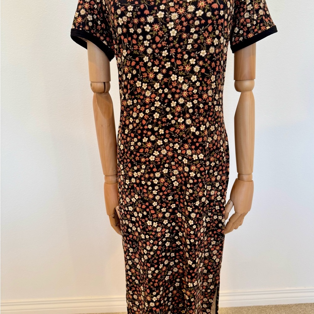 Brown Black Flower Midi Dress - Picture 5 of 16